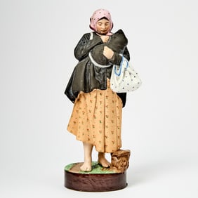 Russian Porcelain Figure of a Peasant Mother with Baby