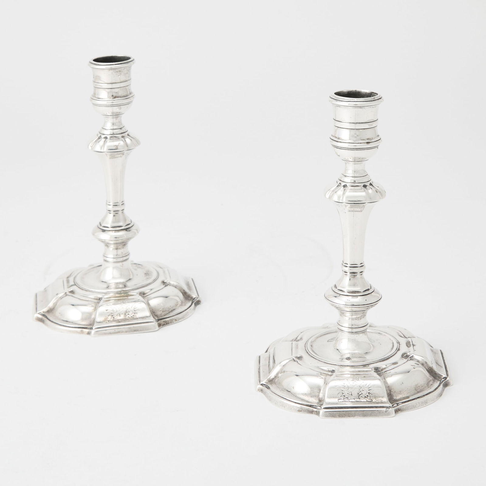 Assembled Pair of George II Sterling Silver Candlesticks (1 of 5)