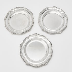 Three George III Sterling Silver Dinner Plates