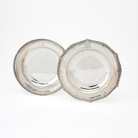 Two George III/IV Sterling Silver Soup Plates