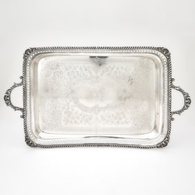 Victorian Sterling Silver Two Handled Galleried Tray