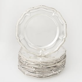 Set of Fourteen George III Style Silver Plated Chargers