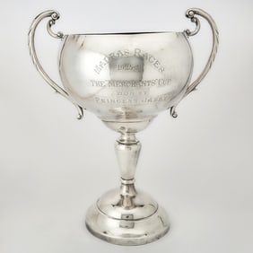 Indian Colonial Silver Oversized Two Handled Trophy Cup