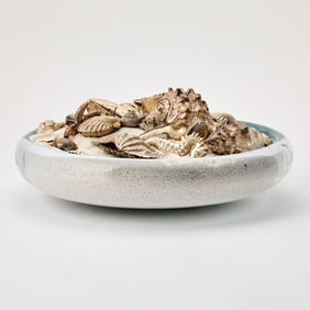 Collection of Silver and Silver Plated Seashells in a Glass Centerpiece Bowl