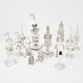 Twelve Silver and Silver Plated Spice Towers