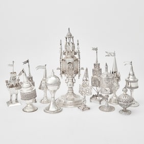 Twelve Silver and Silver Plated Spice Towers