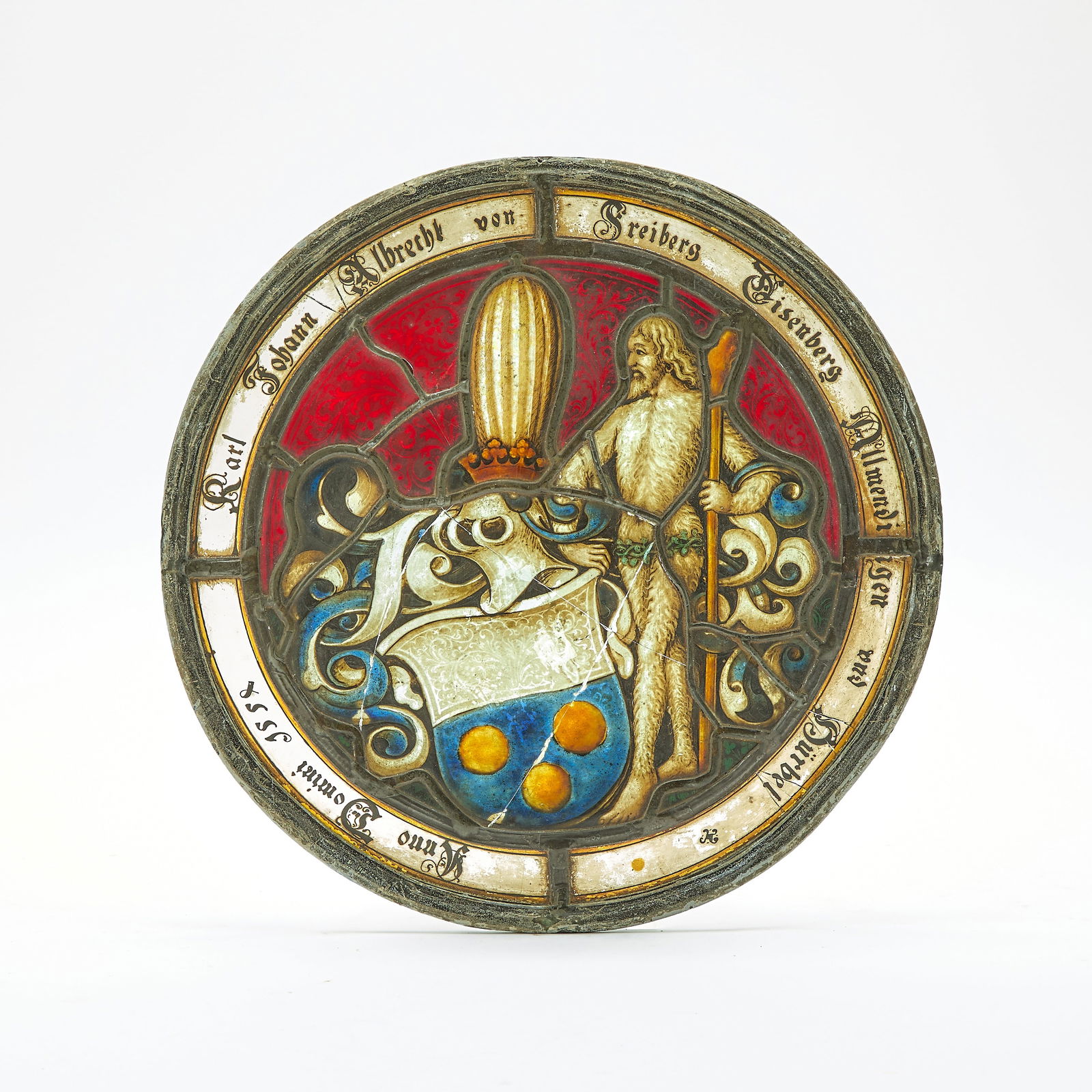 German Stained and Painted Glass Armorial Roundel