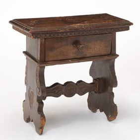 North Italian Baroque Walnut Side Table