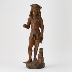 Austrian Baroque Carved Pine Figure of Saint Florian