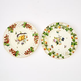Pair of Gottkowski Berlin Reticulated Porcelain Fruit Plates