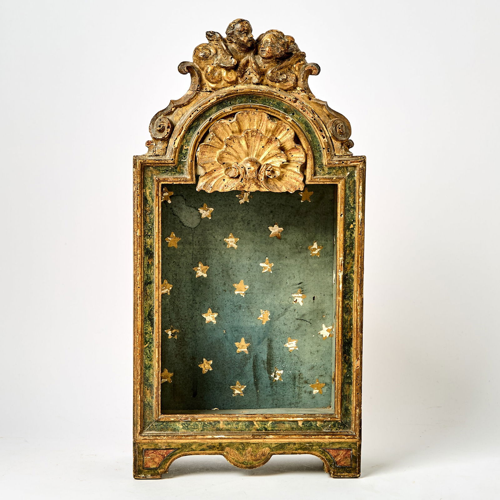 North Italian Parcel-Gilt Polychrome Painted Carved Wood Niche (1 of 5)