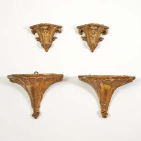Two Pairs of Italian Carved Giltwood Brackets