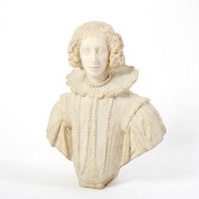 Italian Renaissance Style Carved White Marble Bust