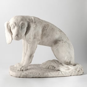 White Marble Figure of a Spaniel Dog