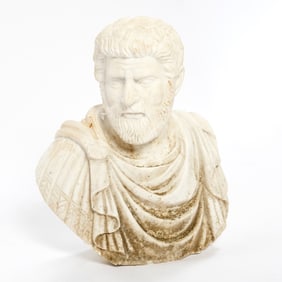 Italian Grand Tour Carved White Marble Bust of an Emperor