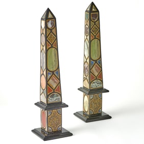 Pair of Italian Grand Tour Specimen Marble Obelisks