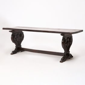 Large Italian Renaissance Style Carved Walnut Refectory Table