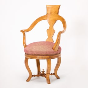 North European Fruitwood Swivel Armchair