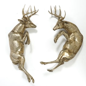 Two Silvered Metal Figures of Deer's