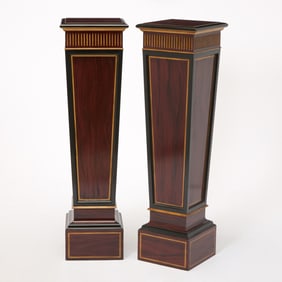 Pair of Faux Bois Painted Rosewood, Ebonized and Giltwood Pedestals