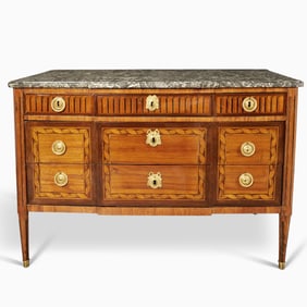Louis XVI Amaranth Marquetry and Parquetry Tulipwood Commode