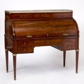 Late Louis XVI Gilt-Bronze Mounted Mahogany Cylinder Bureau
