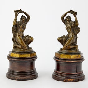 Pair of French Patinated Bronze Female Figures