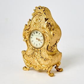Louis XV Style Gilt Bronze Desk Clock