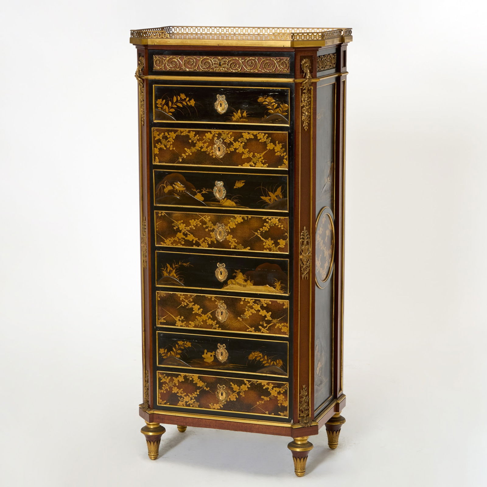 Louis XVI Style Gilt-Bronze Mounted Japanese Lacquer and Mahogany Secrétaire à Abattant (1 of 11)