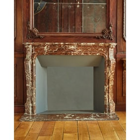 French Rouge Marble Fireplace Mantle