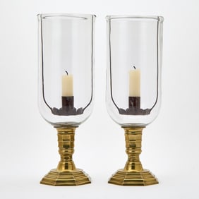 Pair of Louis XIV Style Brass and Glass Photophores