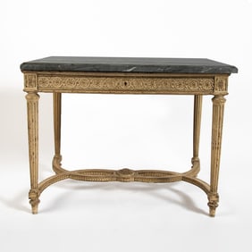 Louis XVI Style Grey Painted Center Table