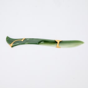 French Gold-Mounted Nephrite Letter Opener