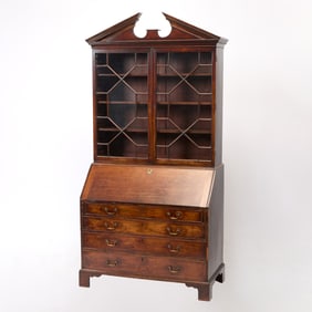 George III Cuban Mahogany Bureau Bookcase