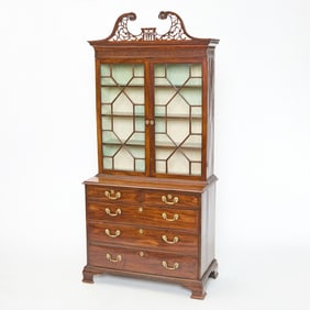 George III Mahogany Bookcase on Chest