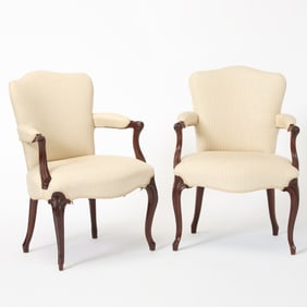 Pair of George III Mahogany Upholstered Armchairs