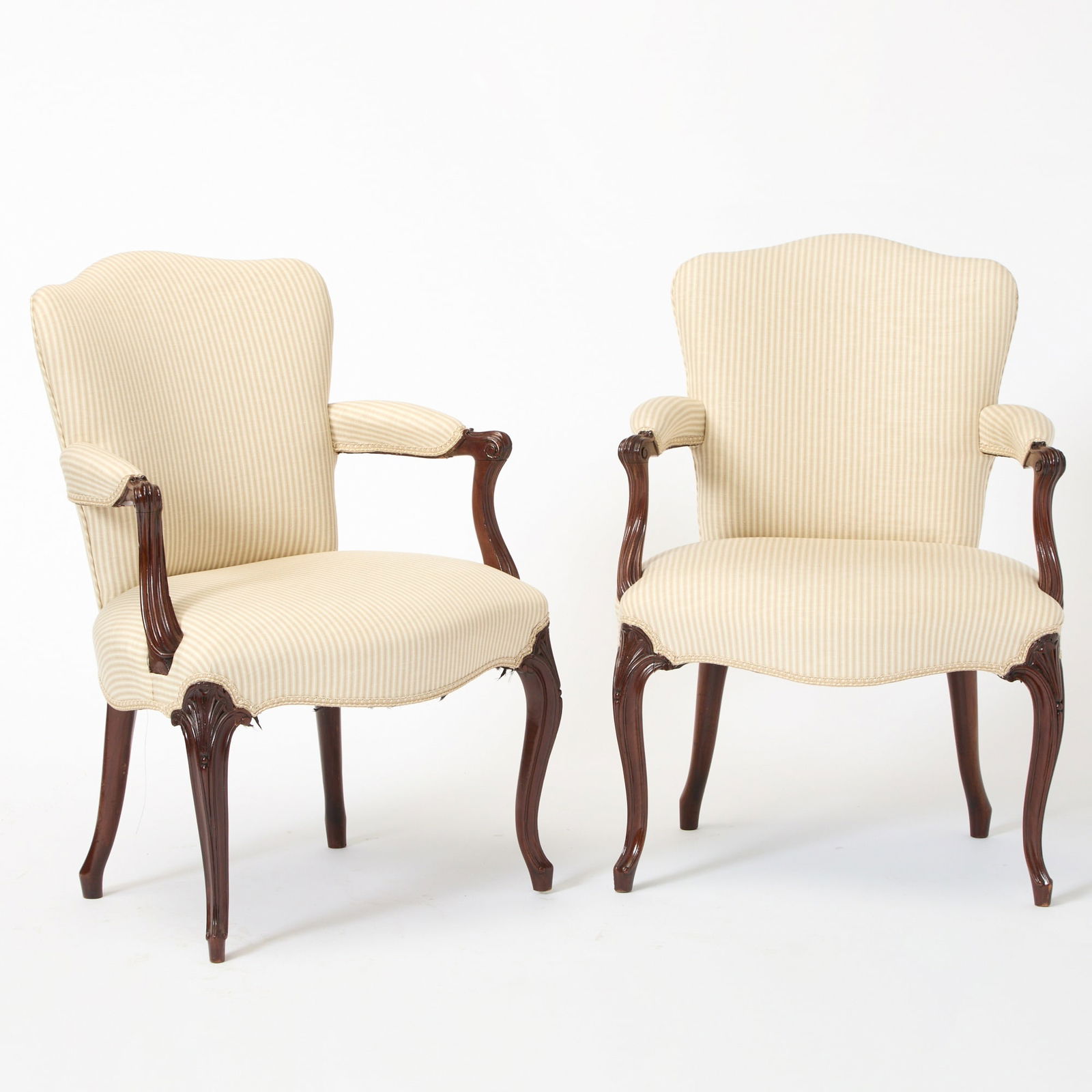Pair of George III Mahogany Upholstered Armchairs (1 of 5)