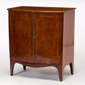 George III Brass-Mounted Banded Mahogany and Line-Inlaid Diminutive Cabinet