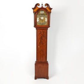 George III Scottish Mahogany and Fruitwood Inlaid Longcase Clock