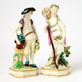 Pair of English Porcelain Male and Female Figurines
