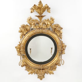 Regency Gilt Gesso Convex Mirror