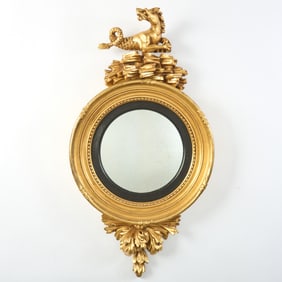 Regency Gilt-Gesso Convex Mirror