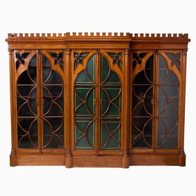 George IV Neogothic Six-Door Mahogany Bookcase
