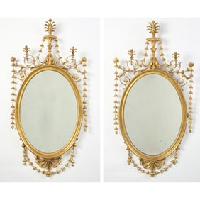 Pair of Late George III Giltwood Mirrors