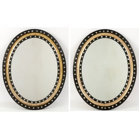 Near Pair of Irish George III Style Cut-Glass Oval Mirrors