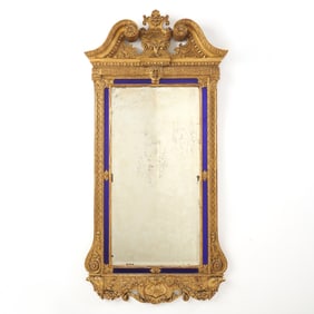 George I Style Cobalt Glass and Giltwood Mirror