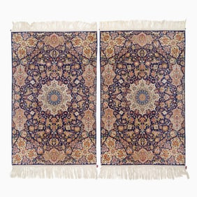Pair of Silk Warp Isfahan Rugs