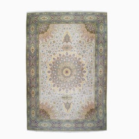 Kurkwool and Silk Tabriz Carpet