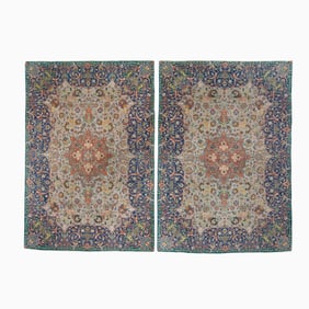 Pair of Silk Warp Isfahan Rugs