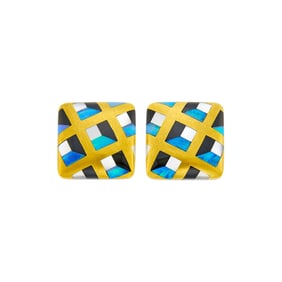 Angela Cummings Pair of Gold, Opal, Black Jade and Mother-of-Pearl Earclips